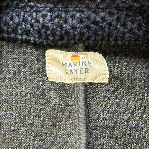 Marine Layer Birdseye Cardigan Longline Sweater Navy Jet Black Size XS - Picture 12 of 13